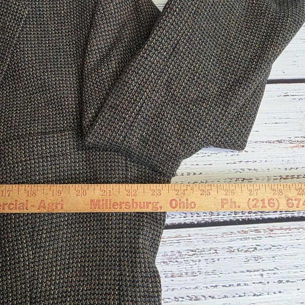 Woolrich Blazer Mens 46L Brown Green Tweed 100% Lambswool Sport Coat 2‎ Button